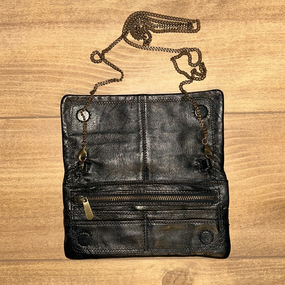 BDG Elegant Black small genuine Leather Crossbody Bag, clutch minimalist - Picture 16 of 17